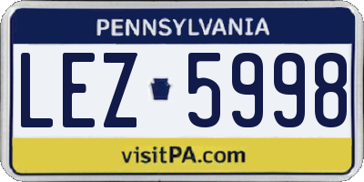 PA license plate LEZ5998