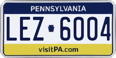PA license plate LEZ6004