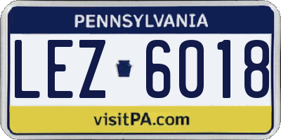 PA license plate LEZ6018