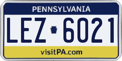 PA license plate LEZ6021