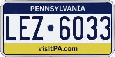 PA license plate LEZ6033