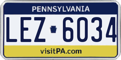 PA license plate LEZ6034