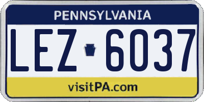 PA license plate LEZ6037