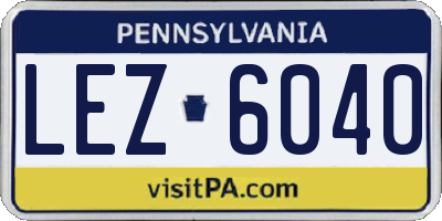 PA license plate LEZ6040