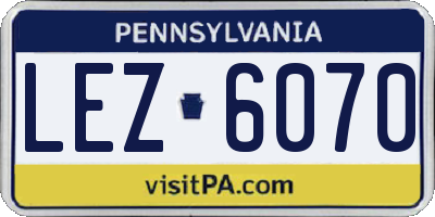 PA license plate LEZ6070