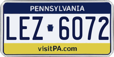 PA license plate LEZ6072
