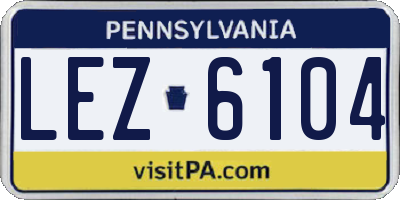 PA license plate LEZ6104