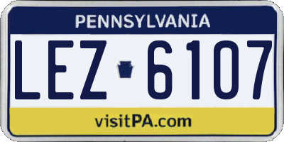 PA license plate LEZ6107
