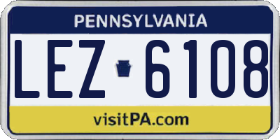 PA license plate LEZ6108