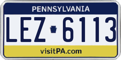PA license plate LEZ6113