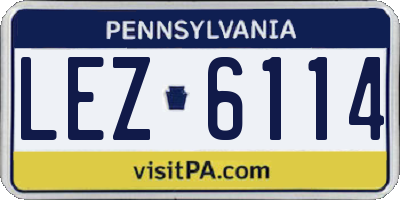 PA license plate LEZ6114