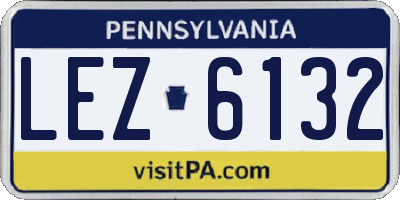 PA license plate LEZ6132