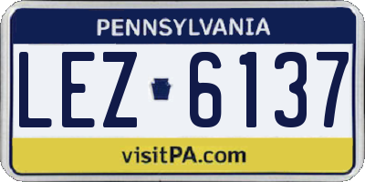 PA license plate LEZ6137