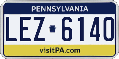 PA license plate LEZ6140