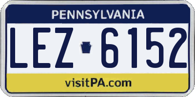 PA license plate LEZ6152