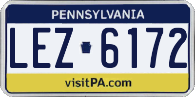 PA license plate LEZ6172
