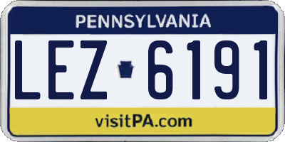 PA license plate LEZ6191