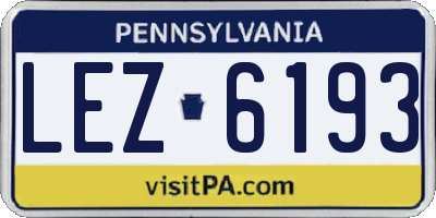 PA license plate LEZ6193