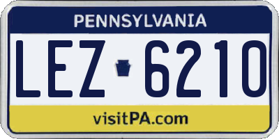 PA license plate LEZ6210