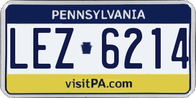 PA license plate LEZ6214