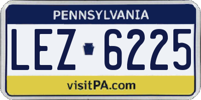 PA license plate LEZ6225