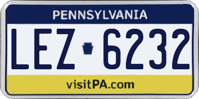 PA license plate LEZ6232