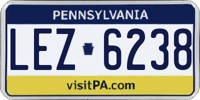 PA license plate LEZ6238