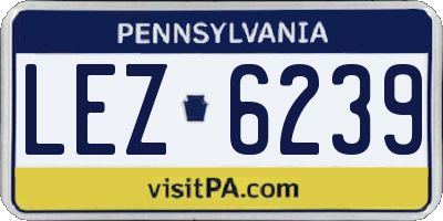PA license plate LEZ6239