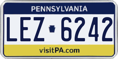 PA license plate LEZ6242