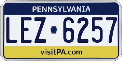 PA license plate LEZ6257