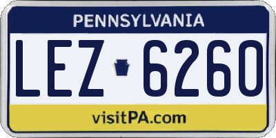 PA license plate LEZ6260