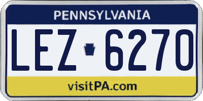 PA license plate LEZ6270
