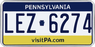 PA license plate LEZ6274