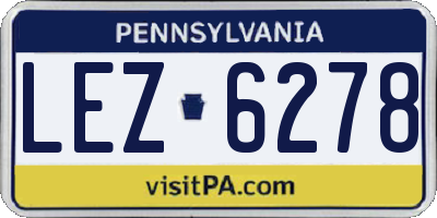 PA license plate LEZ6278