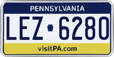 PA license plate LEZ6280