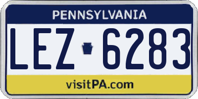 PA license plate LEZ6283