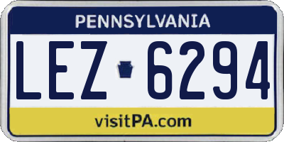 PA license plate LEZ6294