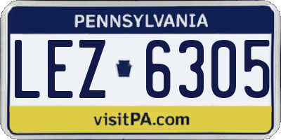 PA license plate LEZ6305