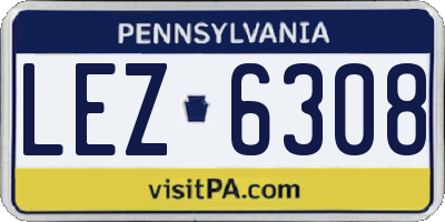 PA license plate LEZ6308