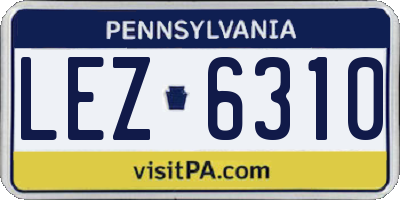 PA license plate LEZ6310