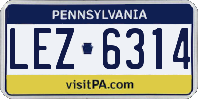 PA license plate LEZ6314