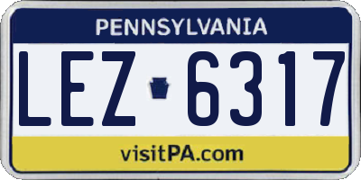 PA license plate LEZ6317