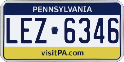 PA license plate LEZ6346