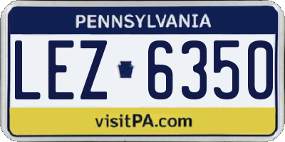 PA license plate LEZ6350