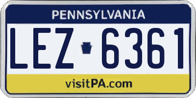 PA license plate LEZ6361