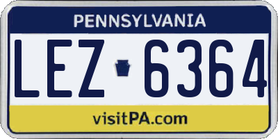 PA license plate LEZ6364