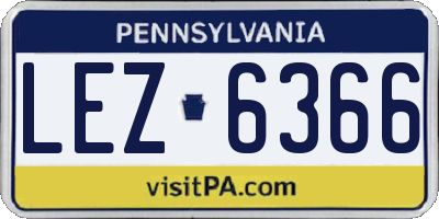 PA license plate LEZ6366