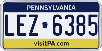 PA license plate LEZ6385