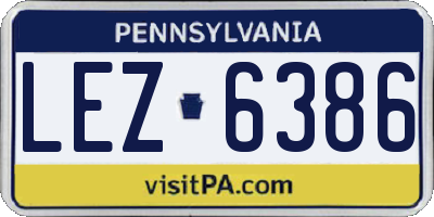 PA license plate LEZ6386