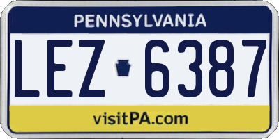 PA license plate LEZ6387